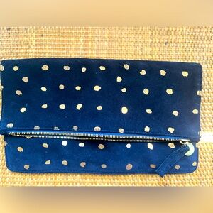 Clare V Suede Foldover Clutch Navy